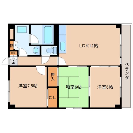 関屋駅 徒歩3分 3階の物件間取画像